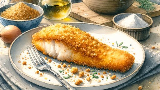 using-breadcrumbs-for-a-crispy-fish-cutlet-in-olive-oil - Using breadcrumbs for a crispy fish cutlet in olive oil
