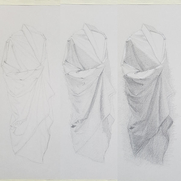 drapery studies week03 graphite on toned paper and white chalk