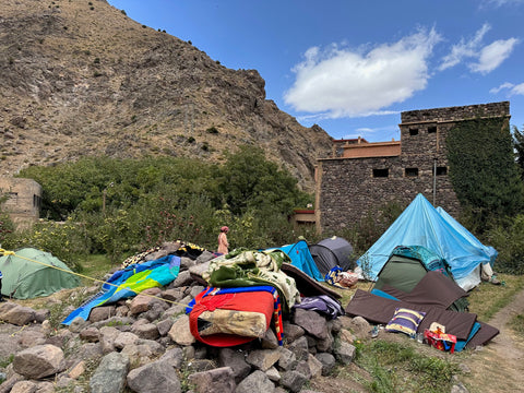 Tents set up in the Moroccan High Atlas mountains after an earthquake.