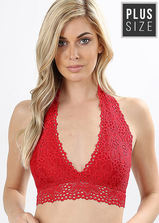 Size Red Scalloped Halter Bralette Infinity Lace Boutique