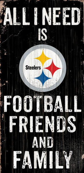 Pittsburgh Steelers 6" x 12" Football Friends and Family Sign by Fan Creations