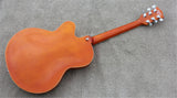 free shipping Orange Flame maple top GT Jazz Electric Guitar with Bigsby Tremolo bridge Semi Hollow Body Jazz Guitar