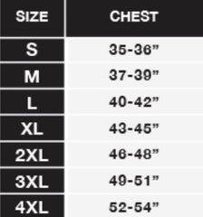 Unisex T-Shirt Sizing Chart
