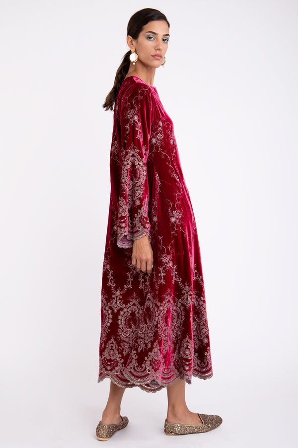 Fajer Velvet Embroidered Dress