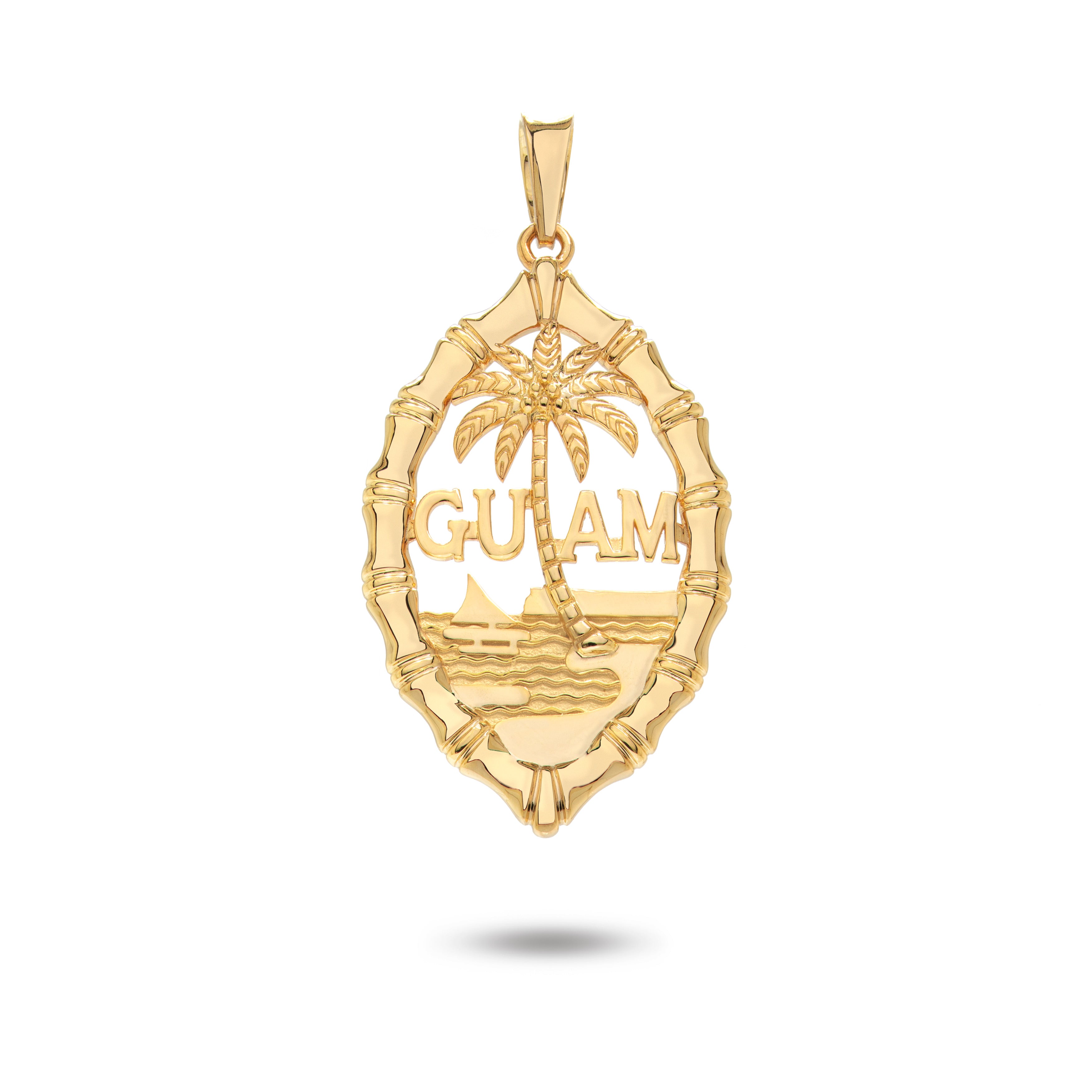 14K & 10K Yellow Gold Guam Seal Thick Bamboo Pendant – Vince Jewelers
