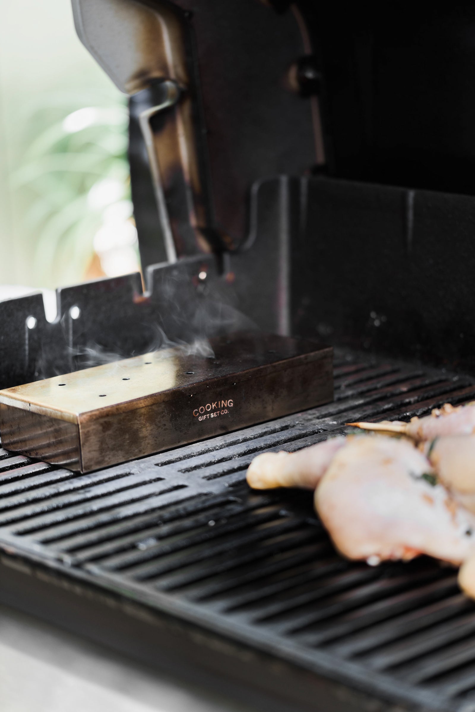 Smoked spatchcock chicken on the grill