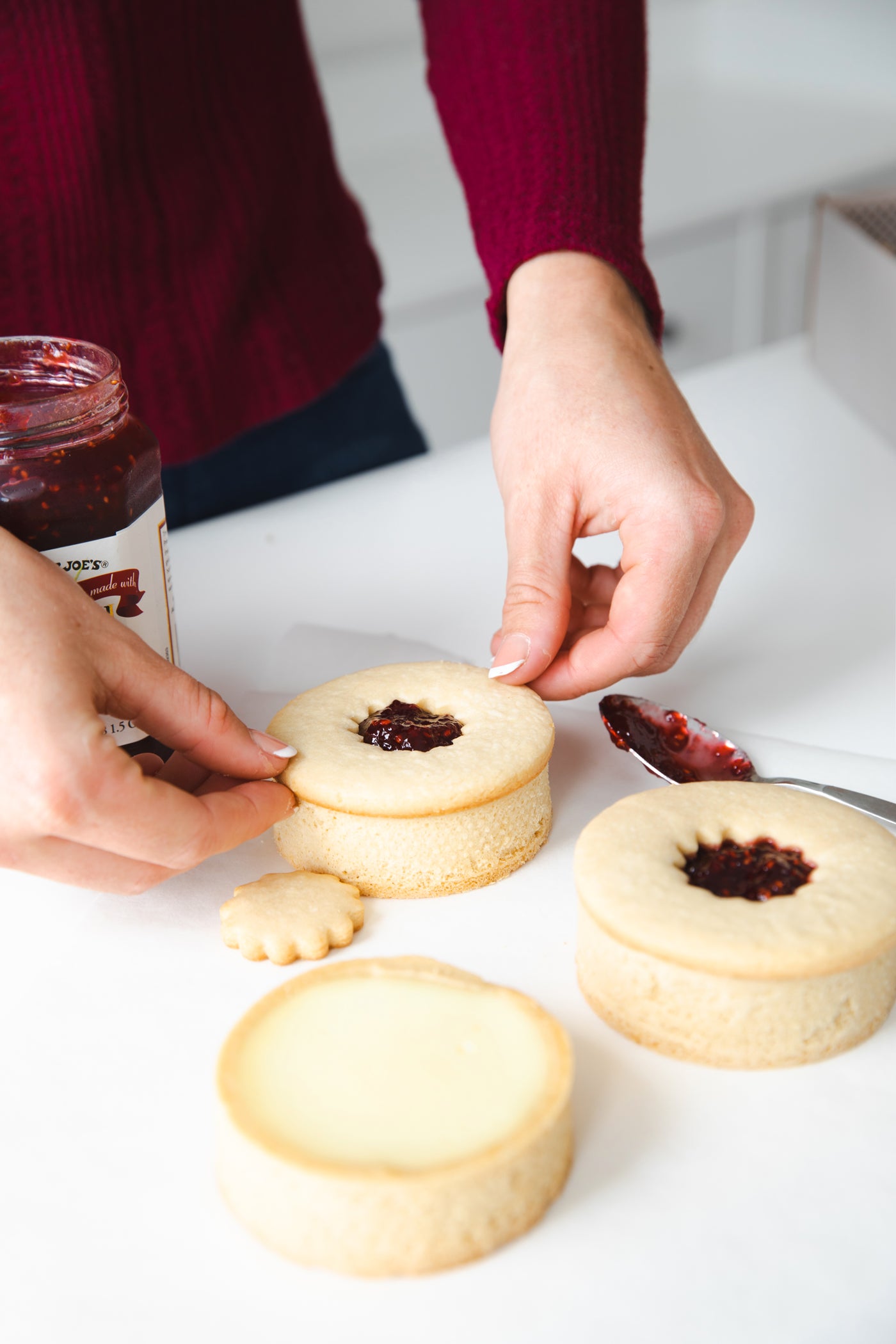 Putting top on Linzer Tart