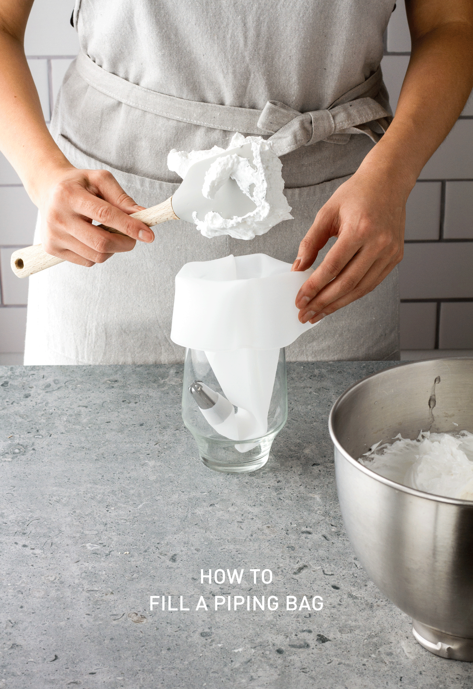 how to fill a piping bag step by step animated gif