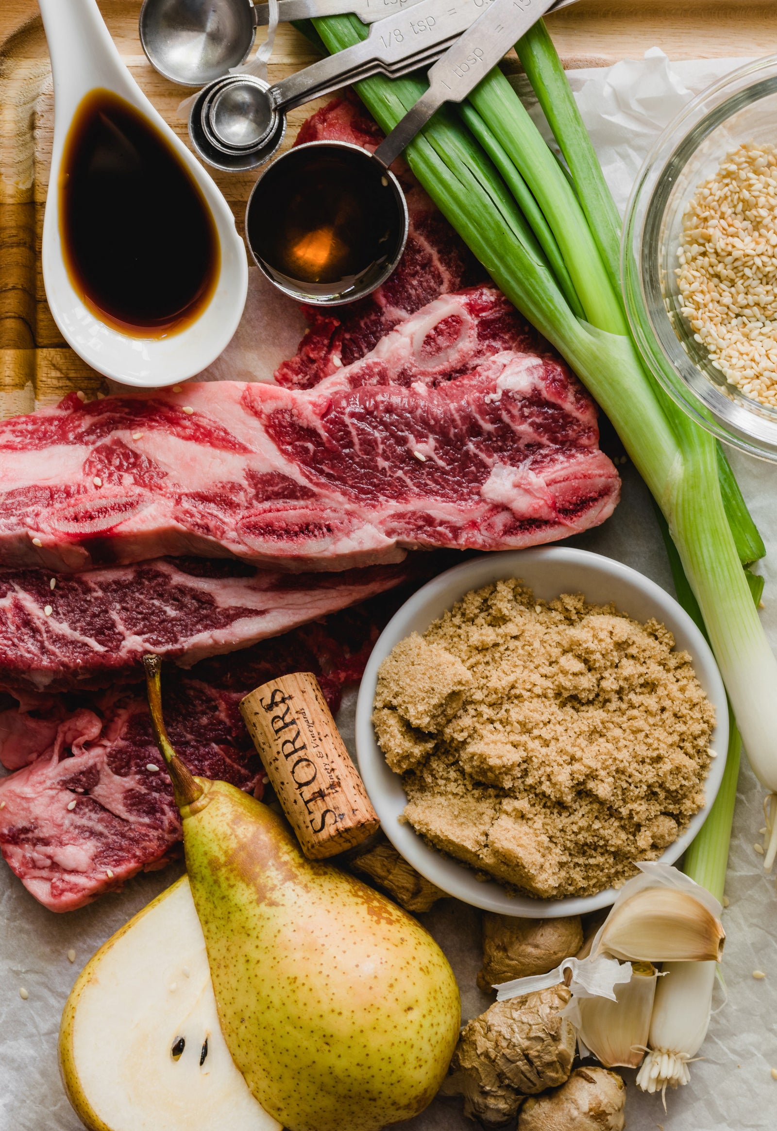 Ingredients for smoked short ribs recipe