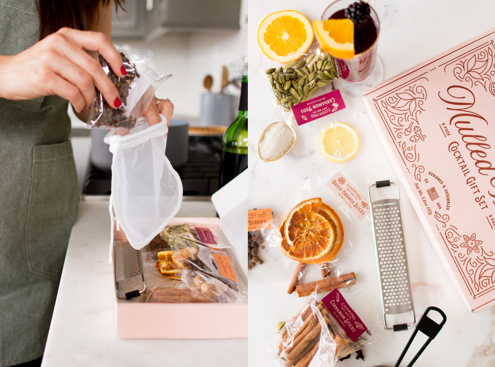 Using a mulled wine kit to put fresh whole spices in an infusion bag