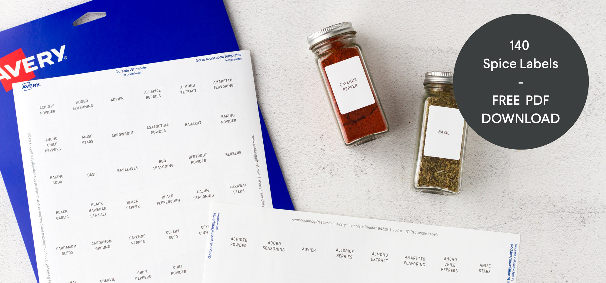 Editable Avery Spice Jar Labels Modern Minimalist Printable Spice