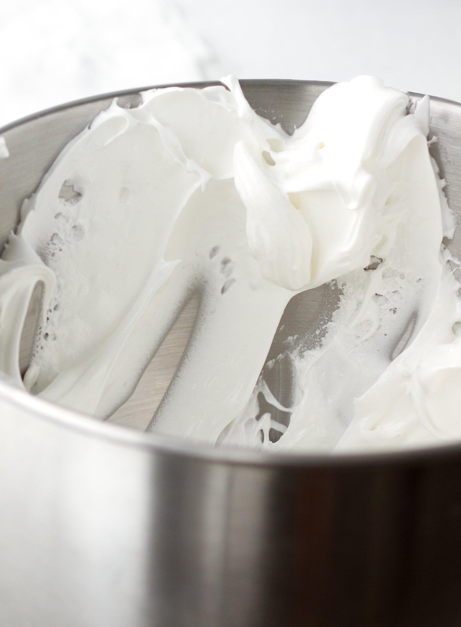 Italian meringue in bowl for a lemon meringue tart