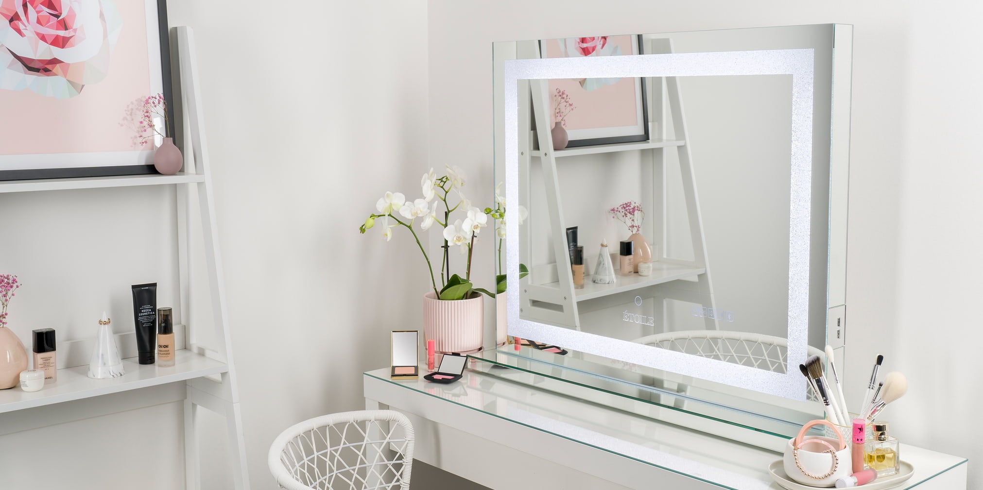 Crystal PRO Vanity Mirror by Etoile Collective with LED frame