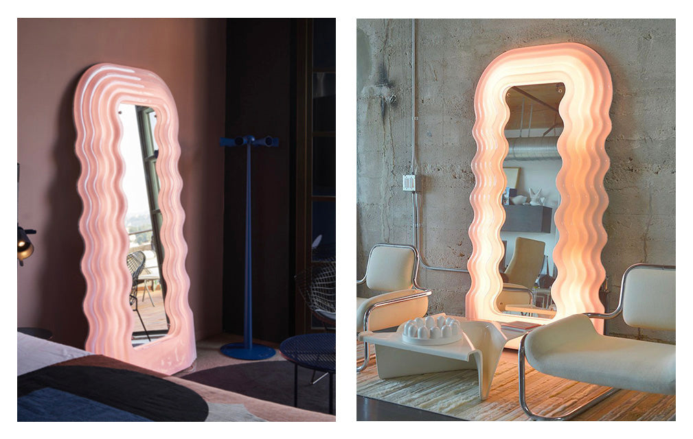 vanity mirror with neon tubes that illuminate