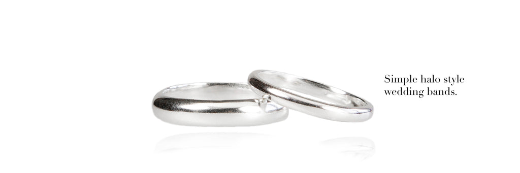 Simple halo style wedding bands