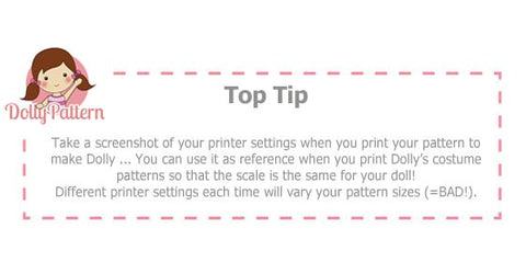 printer settings for doll pattern top tip