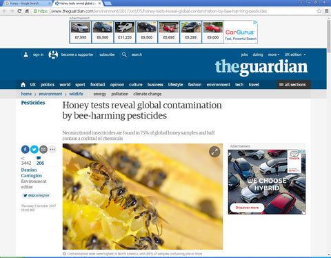 Screenshot from The Guardian article on honey contamination