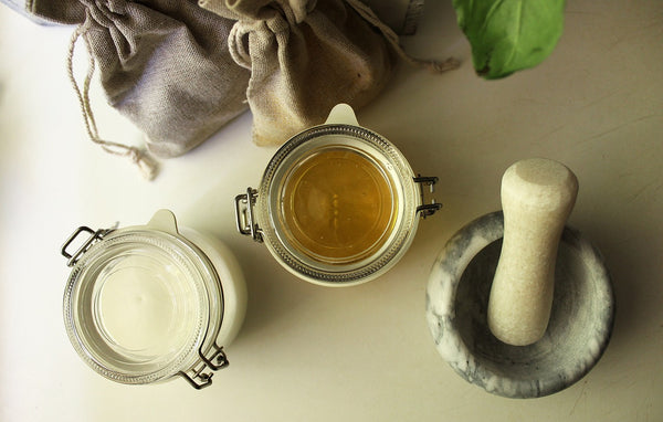 mixing raw organic honey and yoghurt