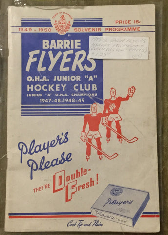 1949 Barrie Flyers Hockey Program