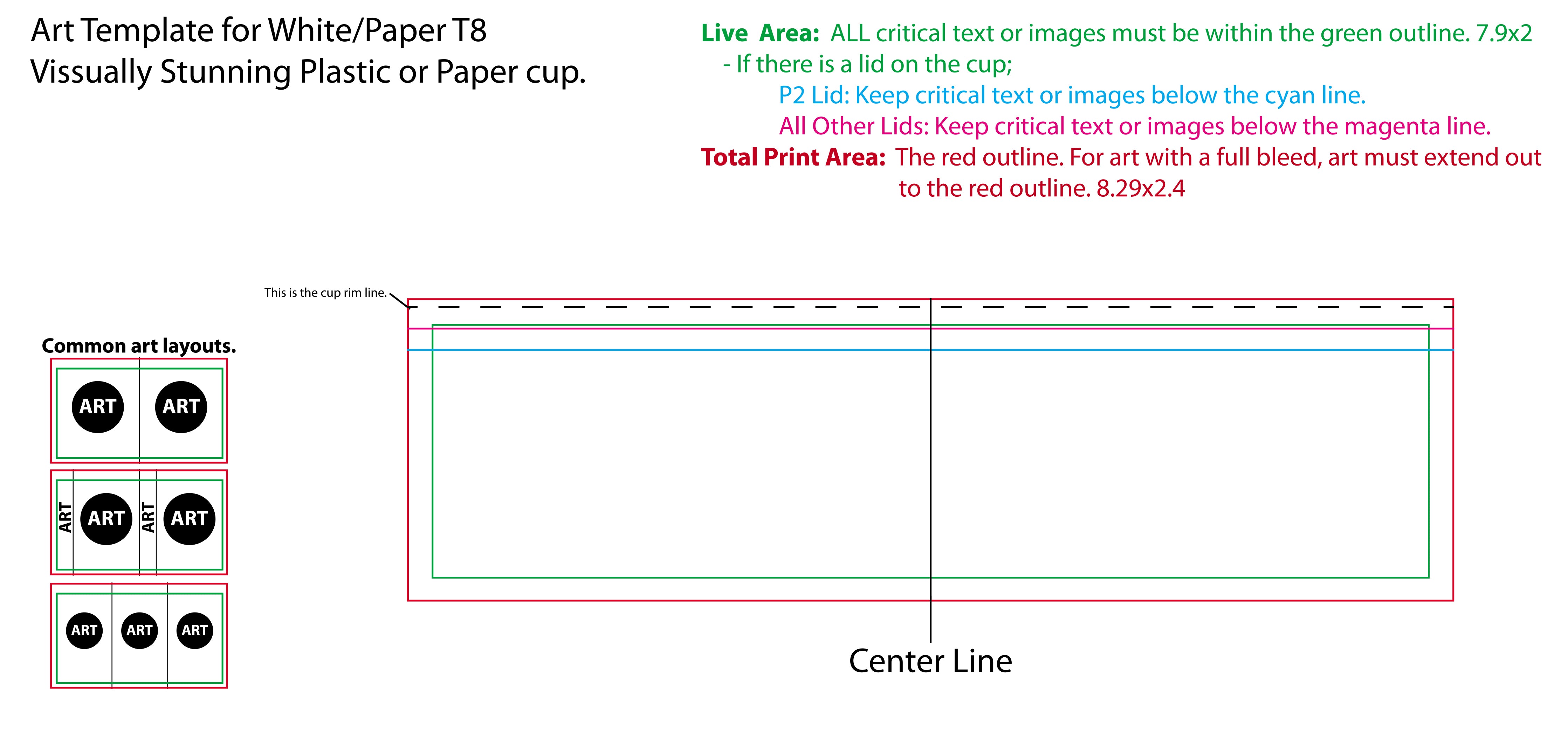 paper coffee cup template size