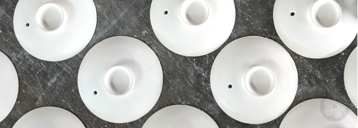 gaiwan lids made in white stoneware; though they look like porcelain, they are much thicker