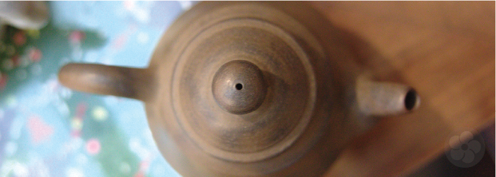 top view of a handmade teapot, before firing