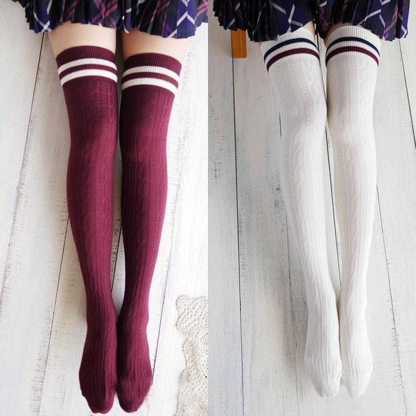 Sali college wind thigh high stockings over the knee girls womens ...