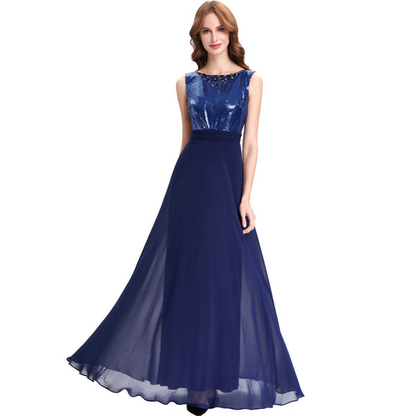 Western junior bridesmaid dresses long navy blue wedding party dress b ...