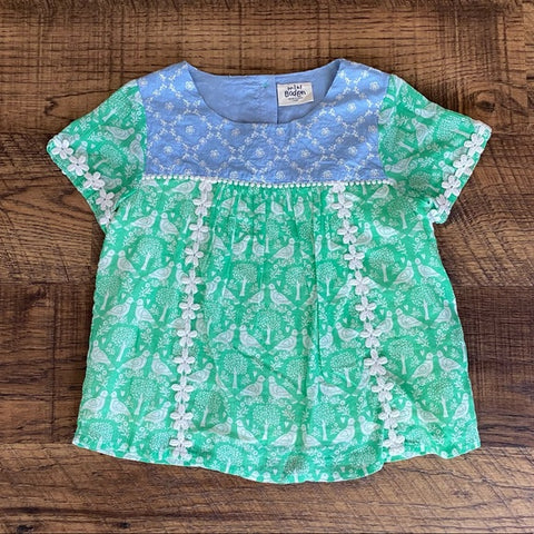 Pre-Loved Girls Mini Boden Crepe-Like & Crochet Swing Top 7-8yr