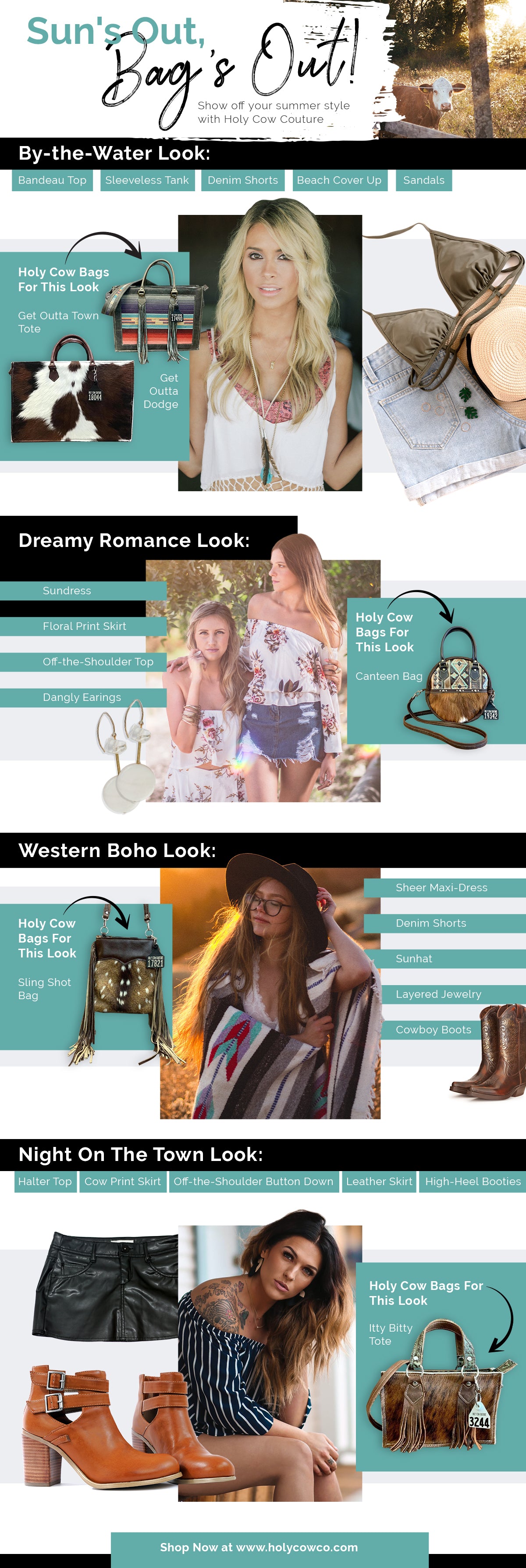 summer look book pairing summer outfits with cowhide bags