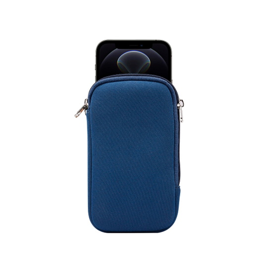 Billede af iPhone 15 Plus - Simple Nylon Sleeve Etui M. Lynlås - Navy / Blå