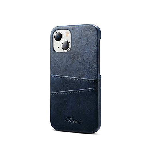 Billede af iPhone 15 - NX Design Læder Cover M. Kortholder - Navy