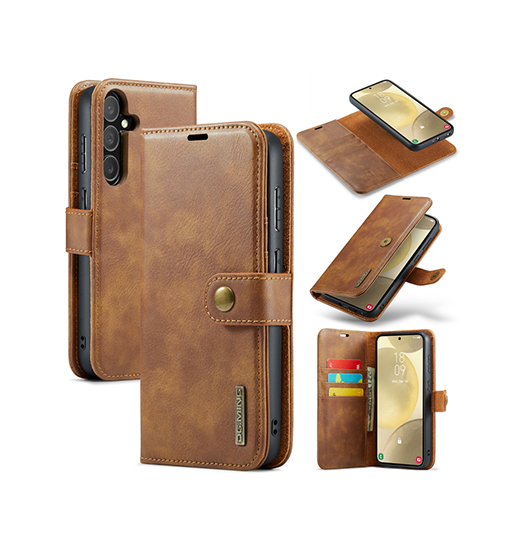 Se Samsung Galaxy S24 - DG.MING&trade; Vintage 2-In-1 Læder Etui M. Cover - Brun hos DeluxeCovers