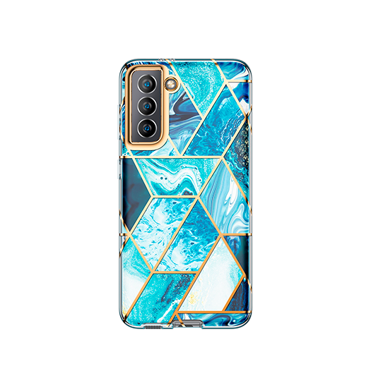 Billede af Samsung S21 - UNIQ&trade; Marble Silikone Cover - Koboltblå