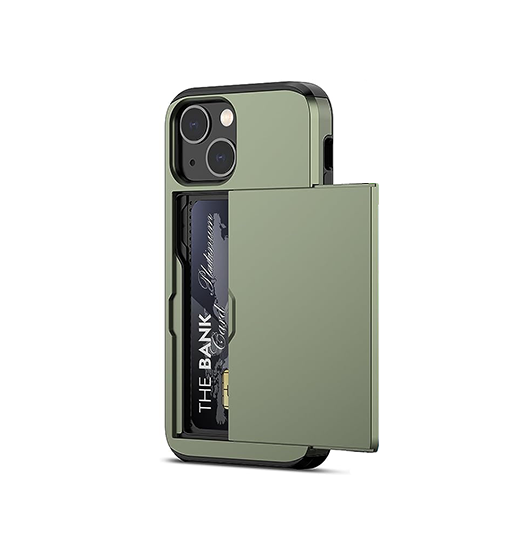 Se iPhone 14 Plus - Deluxe&trade; Håndværker Cover M. Kortholder - Army hos DeluxeCovers