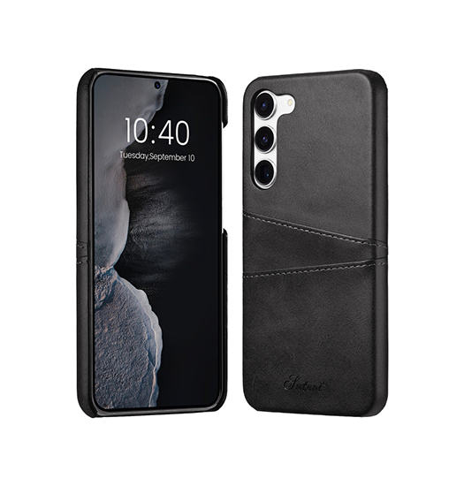 Billede af Samsung Galaxy S24 Plus - NX Design Læder Cover M. Kortholder - Sort