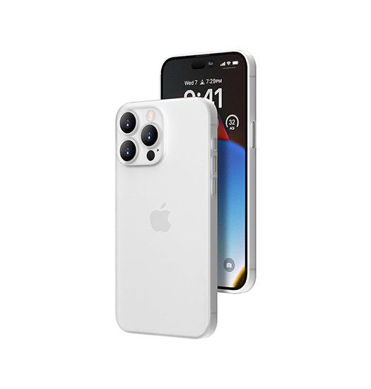 Se iPhone 15 Pro - Ultratynd Matte Series Cover V.2.0 - Hvid/Klar hos DeluxeCovers