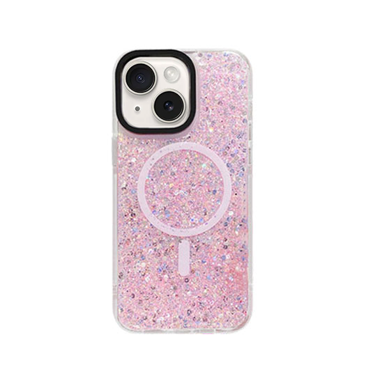 Billede af iPhone 15 - MagSafe Glimmer Silikone Cover - Pink