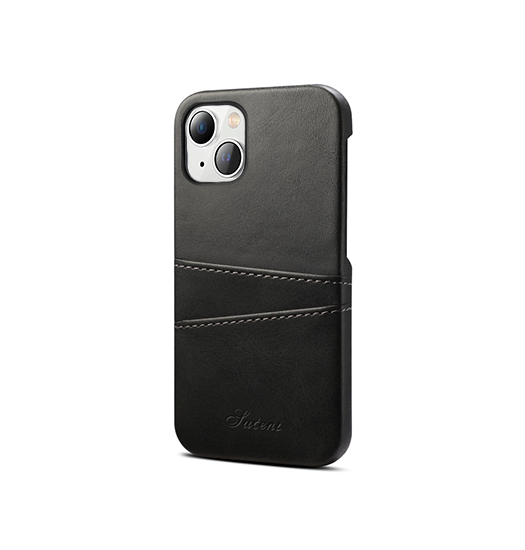 Billede af iPhone 15 Plus - NX Design Læder Cover M. Kortholder - Sort