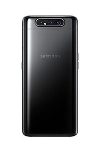 Bagsiden af en sort Samsung Galaxy A80