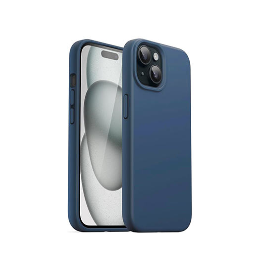 Se iPhone 15 - Deluxe&trade; Soft Touch Silikone Cover - Blå hos DeluxeCovers