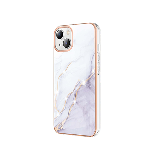 Billede af iPhone 15 Plus - Deluxe&trade; Marble Silikone Cover - Hvid