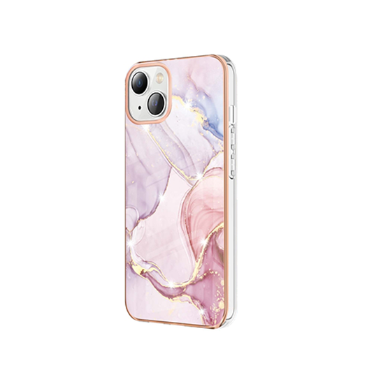 Billede af iPhone 15 - Deluxe&trade; Marble Silikone Cover - Rosa