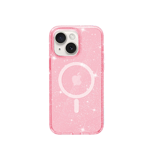 Billede af iPhone 15 - DeLX&trade; Glitter Silikone Cover M. MagSafe - Pink