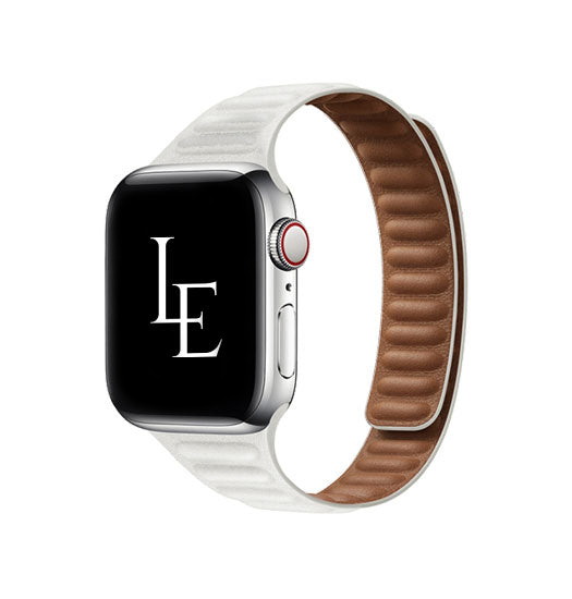 Billede af Apple Watch (42/44/SE/45mm & Ultra) - L'Empiri&trade; Thin Magnetisk Læder Rem - Hvid