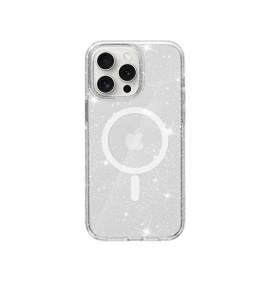 Billede af iPhone 15 Pro Max - DeLX&trade; Glitter Silikone Cover M. MagSafe - Sølv