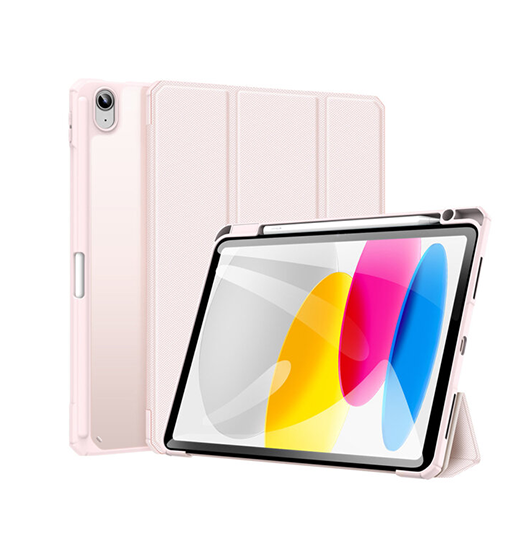 Se iPad 10.9" 2022 (10th gen) - Dux Ducis&trade; Mesh Design Trifold Cover - Lyserød hos DeluxeCovers