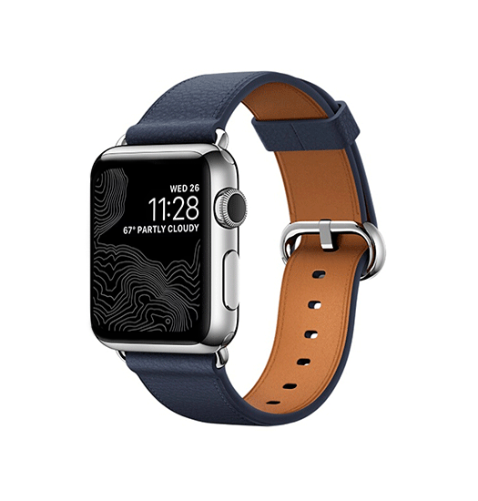 Se Apple Watch (38/40/SE/41mm) - Deluxe&trade; Classic Ægte Læder Rem - Navy hos DeluxeCovers