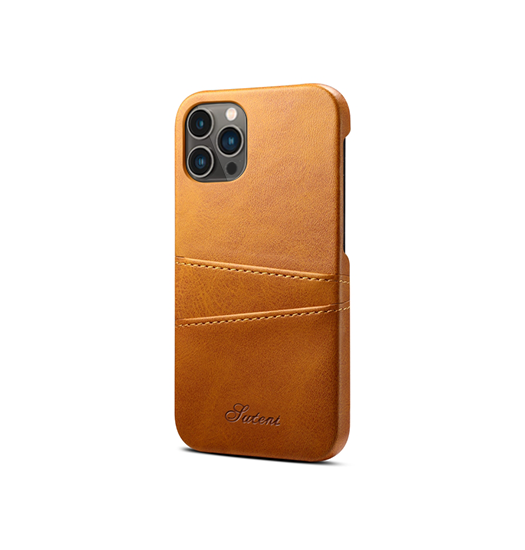 Billede af iPhone 15 Pro - NX Design Læder Cover M. Kortholder - Lysebrun