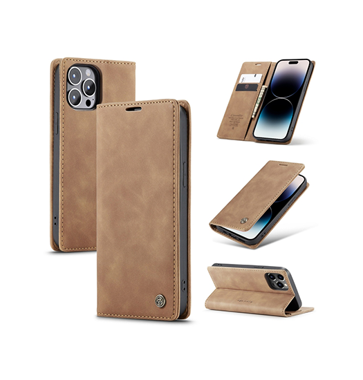 Billede af iPhone 15 Pro - CaseMe&trade; Noble Læder Etui / Pung - Brun